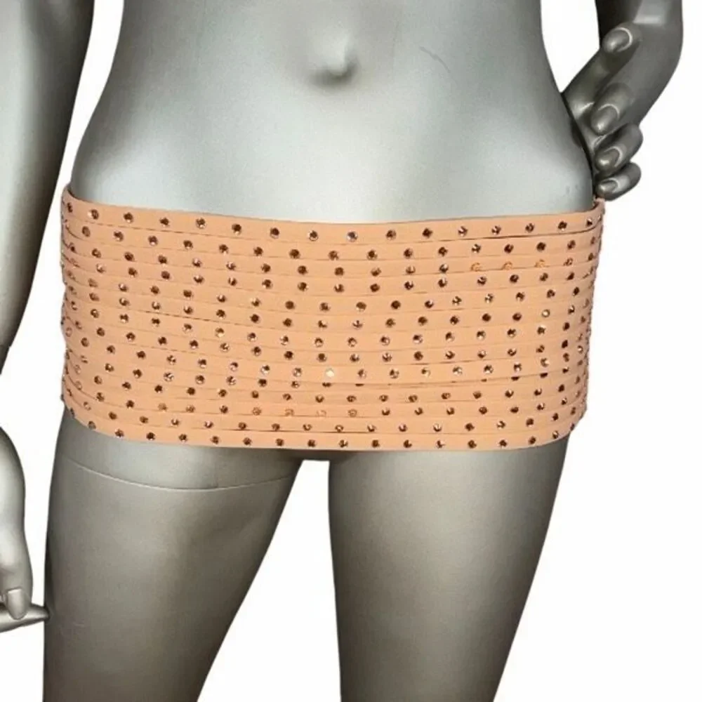 NWT SKIMS Rhinestone Swim Sarong Cover-Up Cocoa Crystal Wrap Skirt Size Small